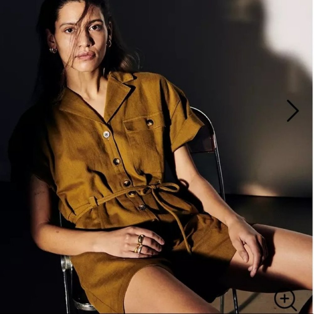 Madewell Green Belted Safari Romper
